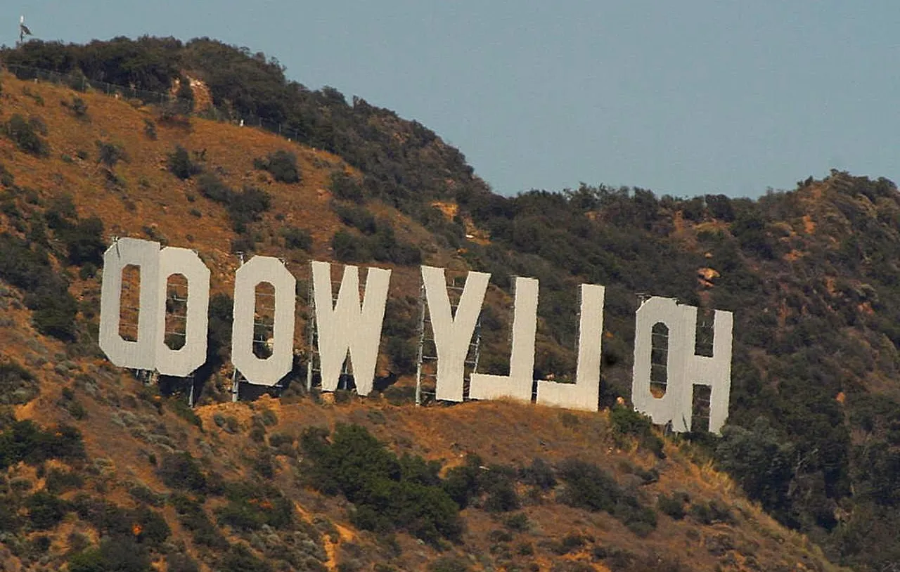 Hollywood sign from behind